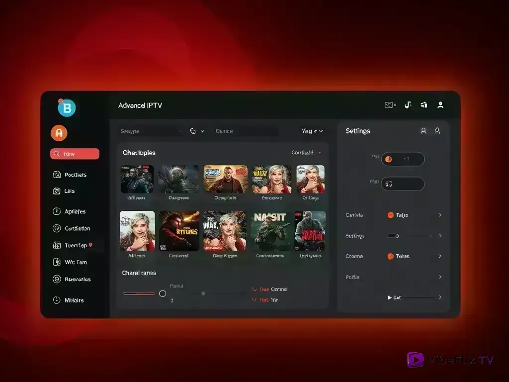 Dashboard showing Vibeflix TV advanced features