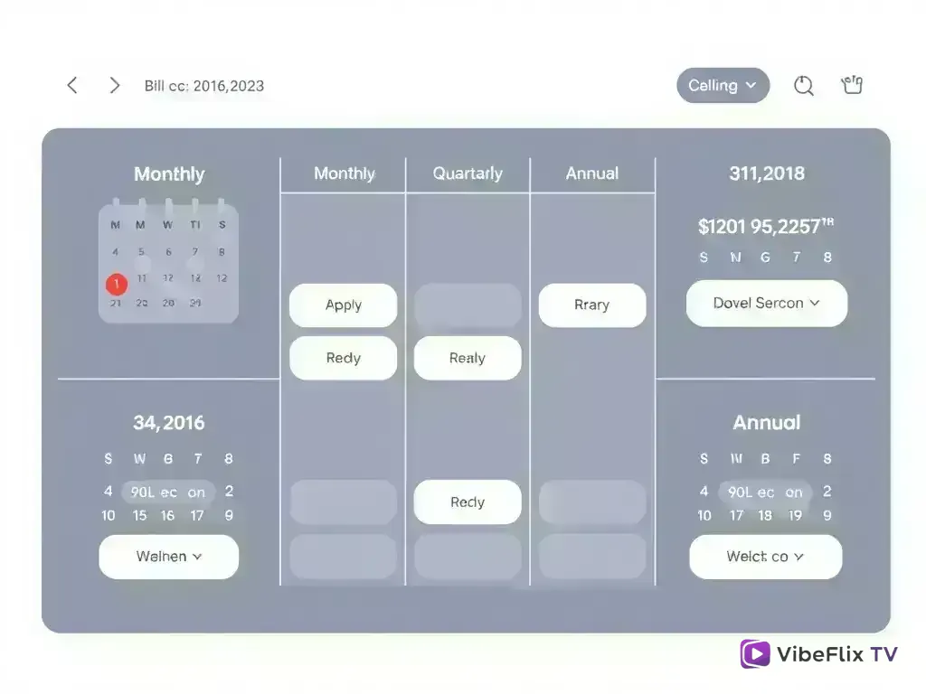 Calendar showing different billing cycles