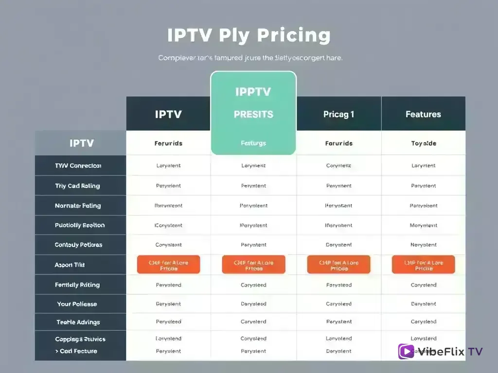 Comparison chart of Vibeflix TV pricing plans